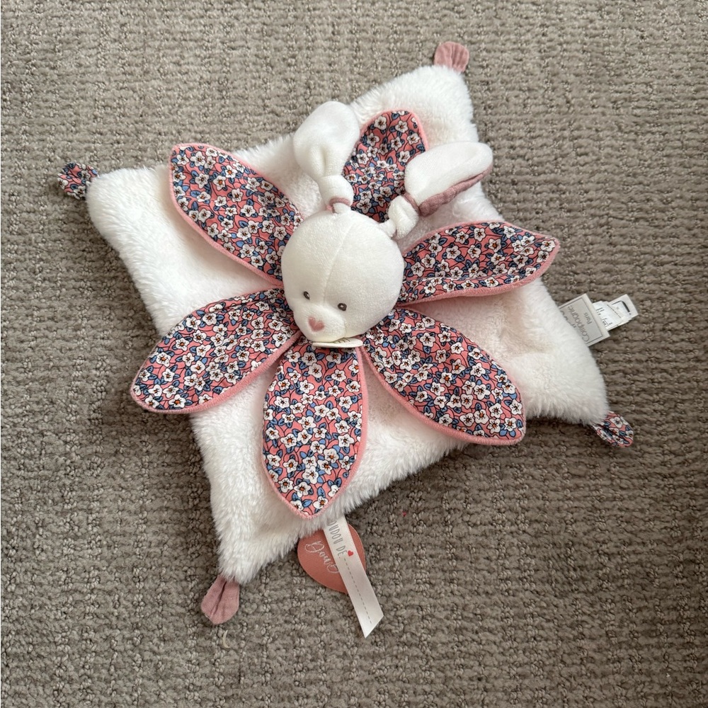 Doudou et compagnie Floral Bunny Plush Comfort Toy